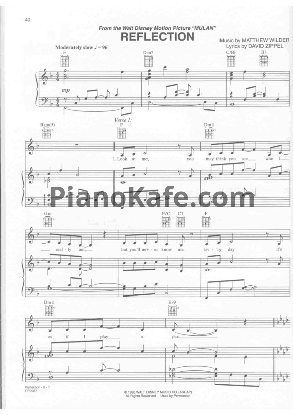 Ноты Matthew Wilder - Reflection