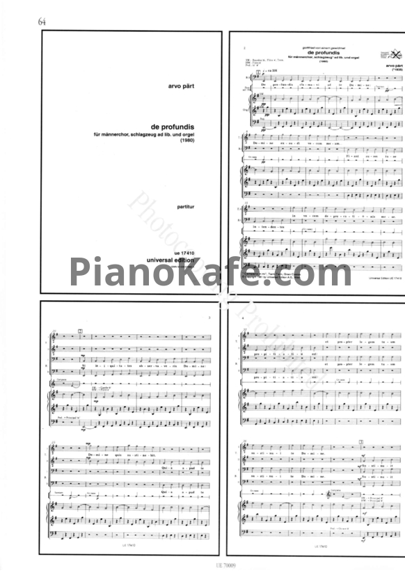 Ноты Арво Пярт - De profundis