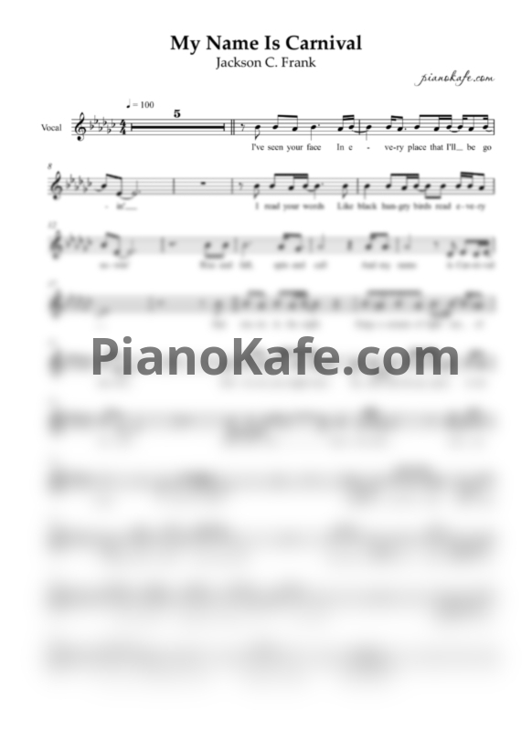 Sheets Jackson C. Frank - My name is carnival (Вокальная партия)