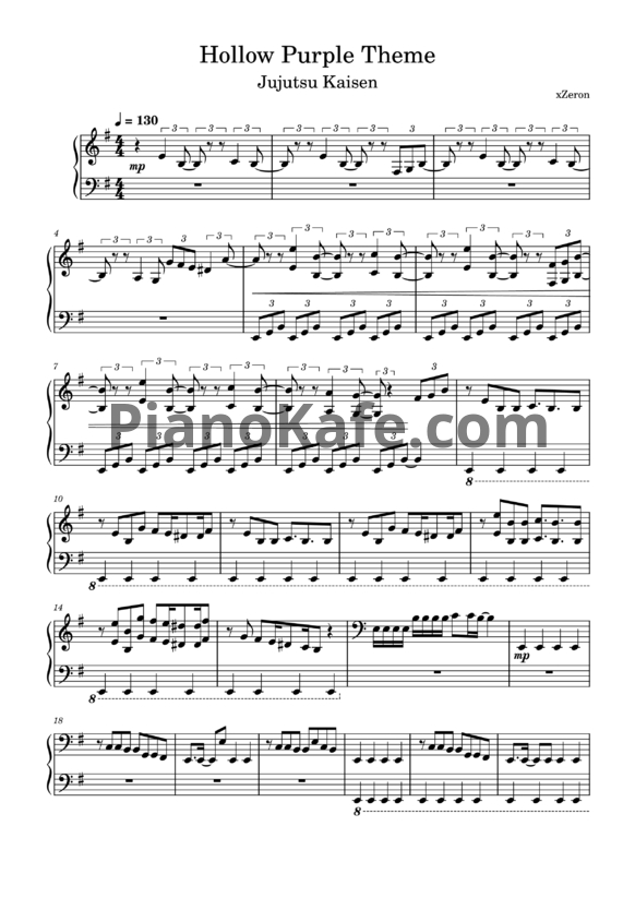 Ноты Arisa Okehazama - Hollow purple theme