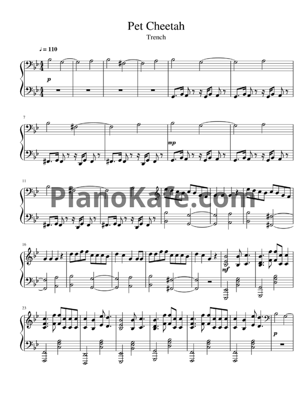 Ноты Twenty one pilots - Pet cheetah