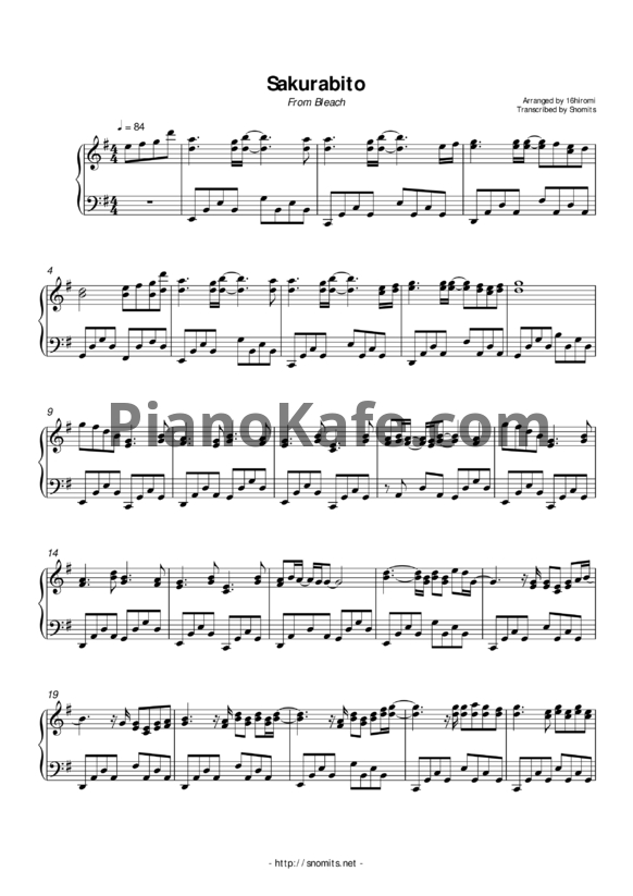 Ноты SunSet Swish - Sakurabito