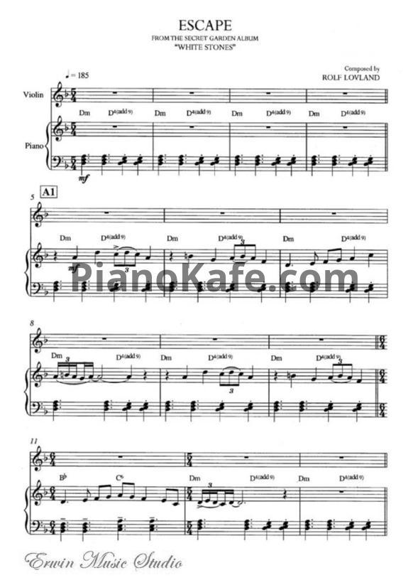 Ноты Secret Garden - Escape