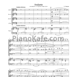 Ноты А. Бызов - Анданте для квартета 3-х струнных домр и фортепиано - предпросмотр