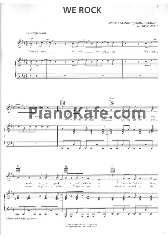 Ноты Kara DioGuardi, Greg Wells - We rock
