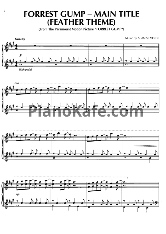 Ноты Alan Silvestri - Forrest Gump Main Title (Feather Theme)