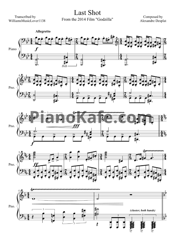 Ноты Alexandre Desplat - Last shot