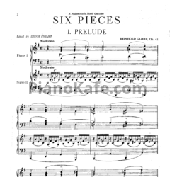 Ноты Рейнгольд Глиэр - 6 пьес для 2 фортепиано (Op. 41) - предпросмотр
