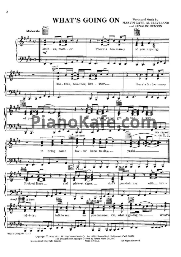 Ноты Marvin Gaye - What's going on (Piano solo)