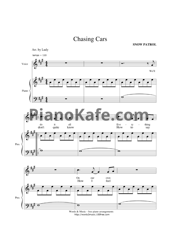 Ноты The Wind and The Wave - Chasing Car