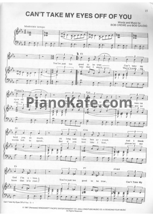 Ноты Bob Gaudio - Can't take my eyes off you