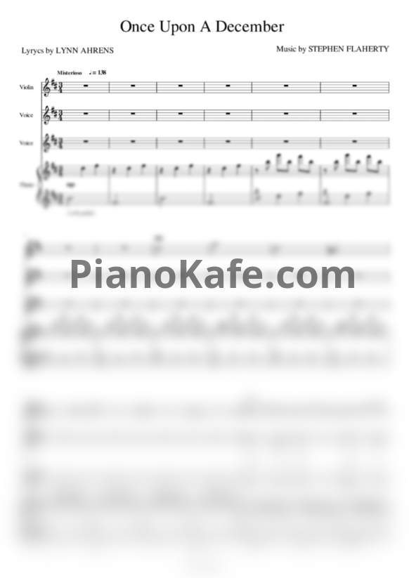 Ноты Stephen Flaherty - Once upon a december (Переложение для смешанного хора, скрипки и фортепиано)