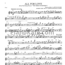 Sheets Bryan Adams, Rod Stewart, Sting - All for Love (Переложение для флейты) - preview