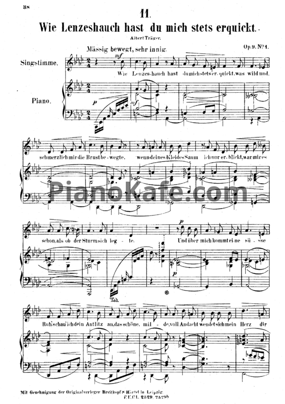 Ноты А. Йенсен - Wie Lenzeshauch hast du mich stets erquickt (Op. 9, №1)