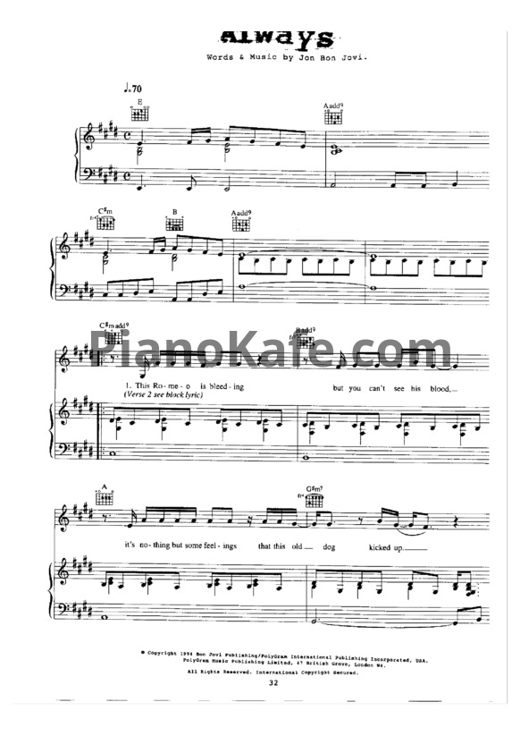 Ноты Bon Jovi - Always