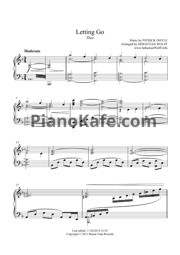 Ноты Patrick Doyle - Letting go