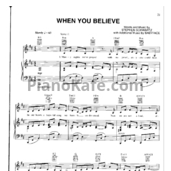 Ноты Mariah Carey feat. Whitney Houston - When you believe - предпросмотр