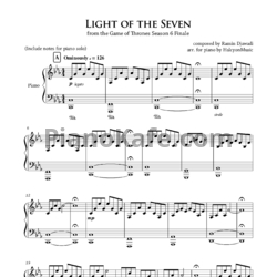 Ноты Ramin Djawadi - Light of the seven - предпросмотр