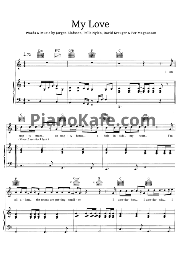 Ноты Westlife - My Love