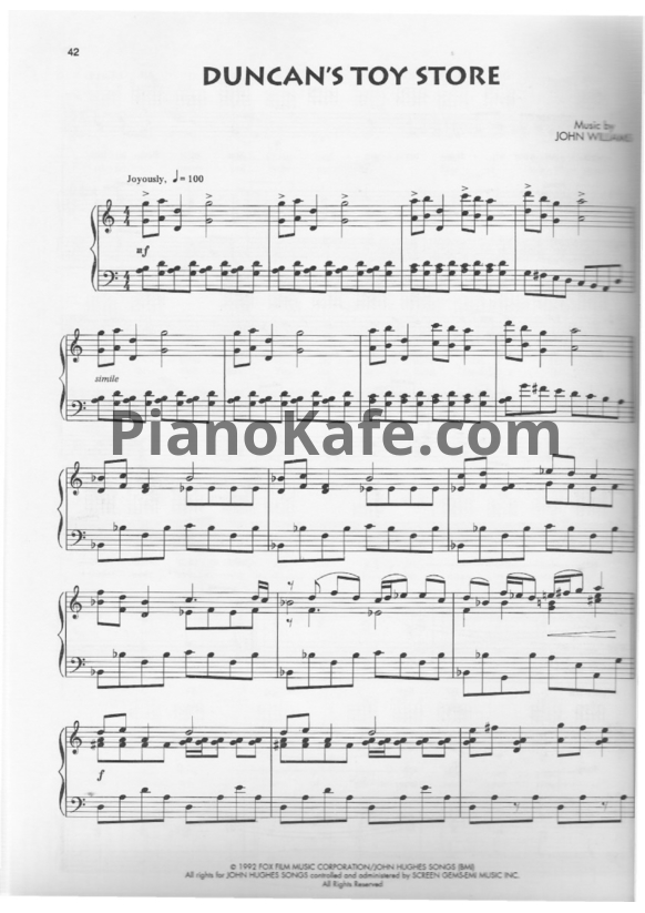 Ноты John Williams - Ducan's toy store