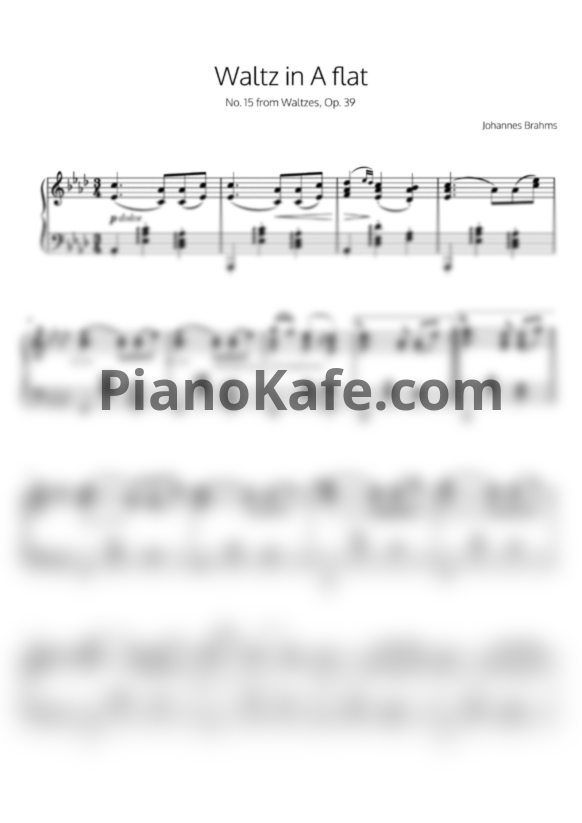 Ноты Иоганнес Брамс - Вальс №15 ля-бемоль мажор (Op. 36)