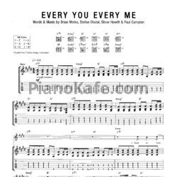 Ноты Placebo - Every you and every me - предпросмотр