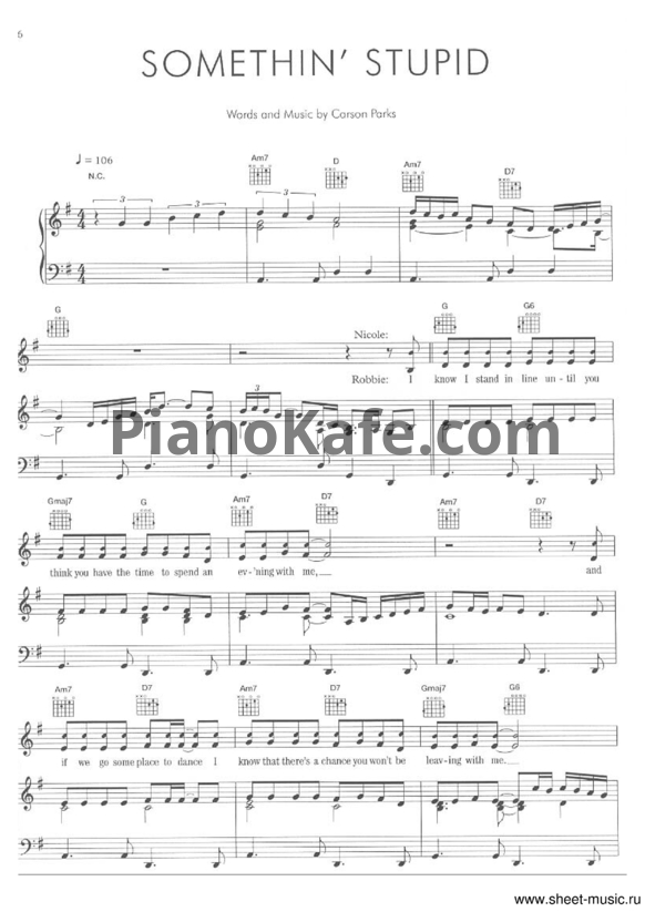 Ноты Robbie Williams & Nicole Kidman - Somethin' stupid
