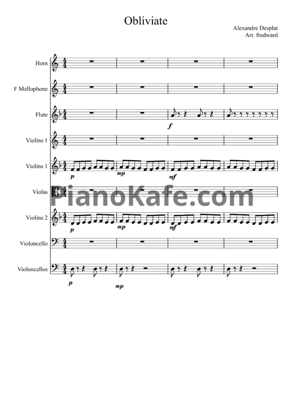 Ноты Alexandre Desplat - Obliviate
