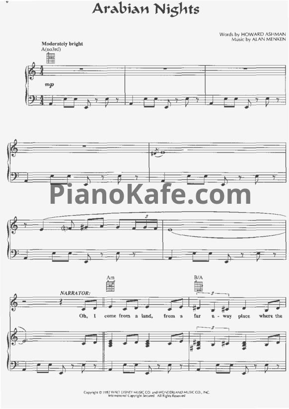 Ноты Alan Menken - Aladdin (Книга нот)