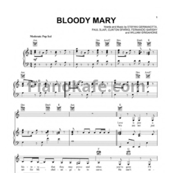Ноты Lady Gaga - Bloody Mary - предпросмотр
