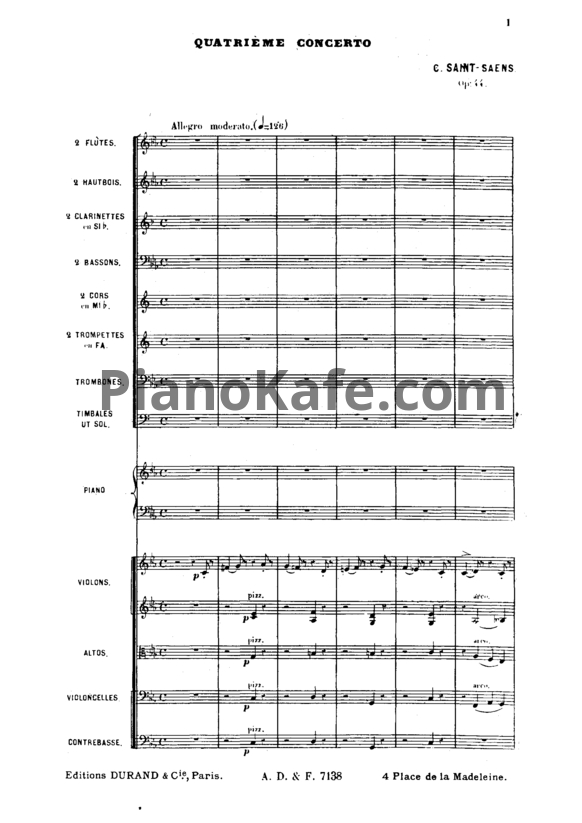 Ноты Камиль Сен-Санс - Концерт №4 для фортепиано с оркестром (Op. 44)