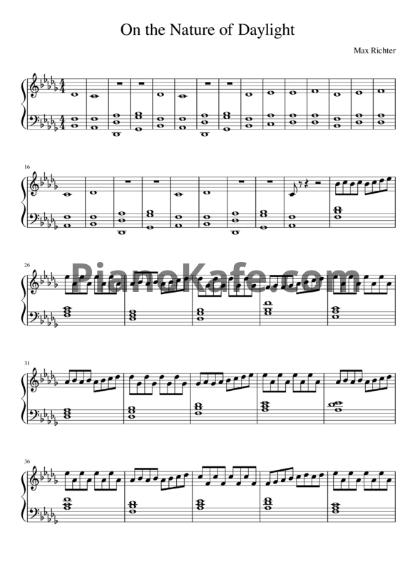 Ноты Max Richter - On the nature of daylight