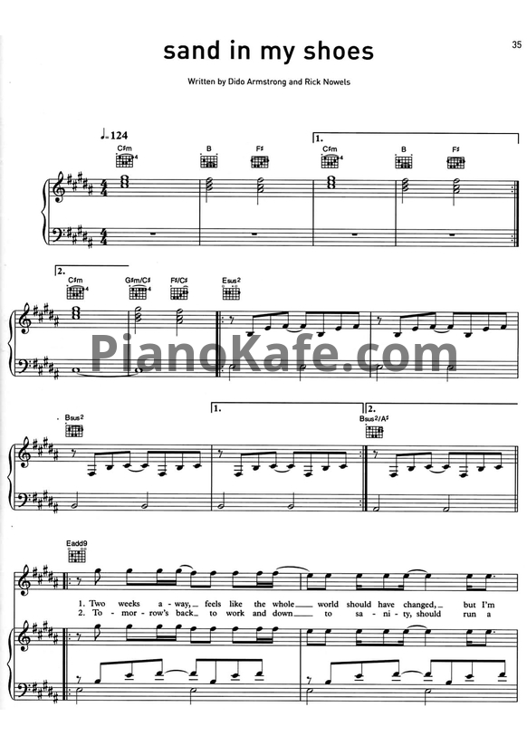 Ноты Dido - Sand in my shoes