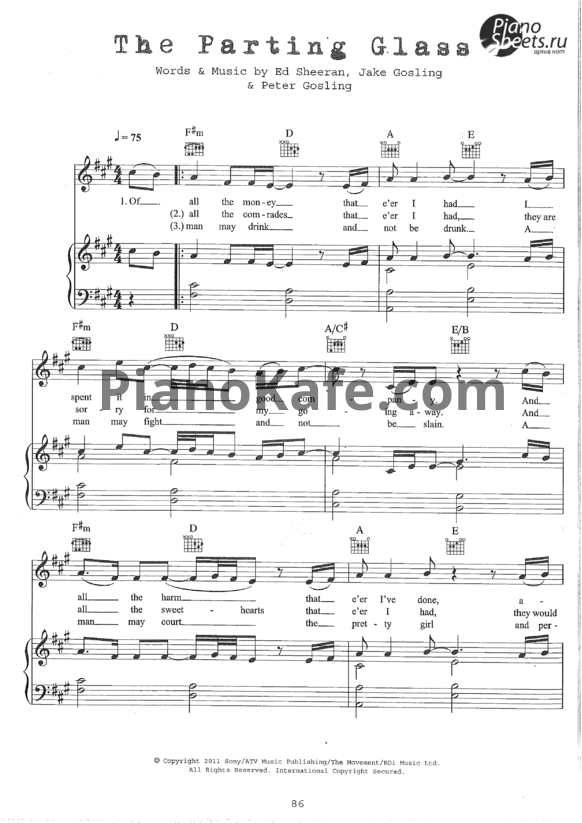 Ноты Ed Sheeran - The parting glass