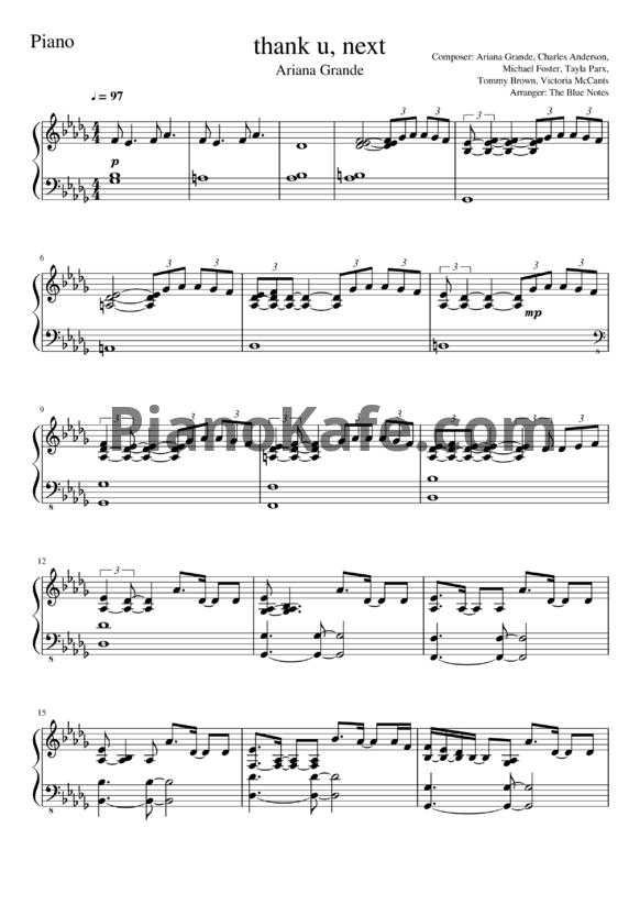 Ноты Ariana Grande - thank u, next