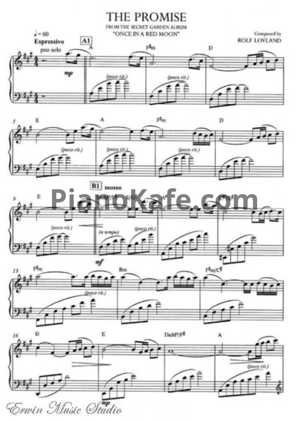 Ноты Secret Garden - The promise (для пианино и скрипки)