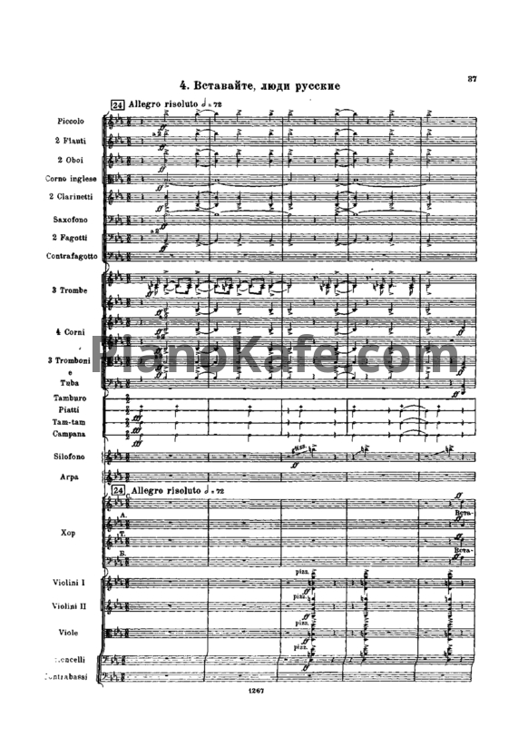 Ноты Сергей Прокофьев - Вставайте, люди русские (Партитура)