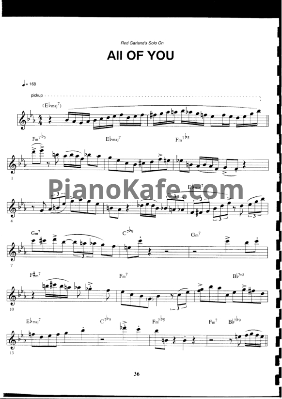 Ноты Red Garland - All of you (Piano solo)
