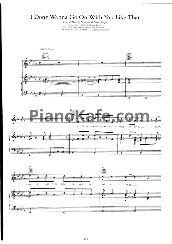 Ноты Elton John - I don't wanna go on with you like that