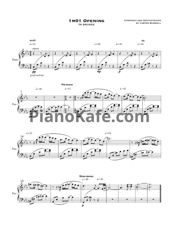 Ноты Carter Burwell - 1m01 opening