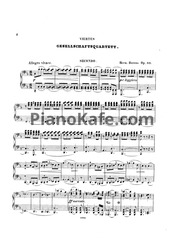 Ноты Г. Беренс - Gesellschaftsquartett (Op. 80) для 2 фортепиано