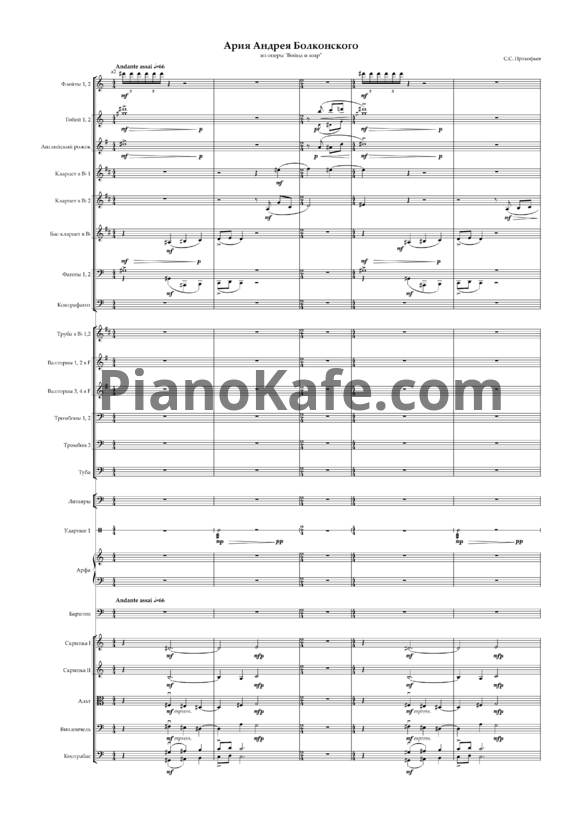 Ноты Сергей Прокофьев - Ария Болконского (Партитура и голоса)