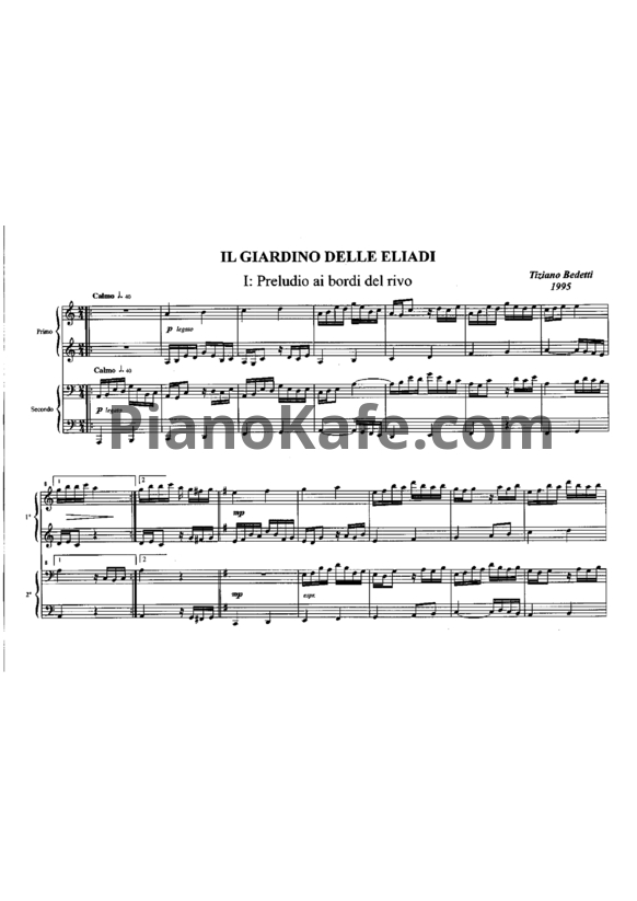 Ноты Tiziano Bedetti - Il giardino delle Eliadi (для фортепиано в 4 руки)