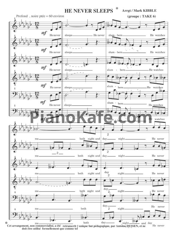 Ноты Take 6 - He never sleeps