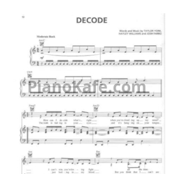 Ноты Paramore - Decode - предпросмотр