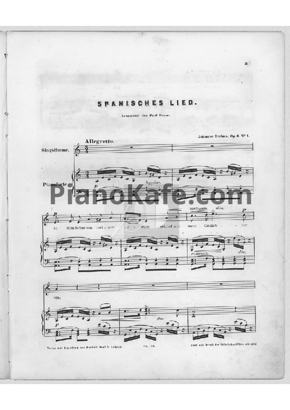 Ноты И. Брамс - 6 песен (Op. 6)
