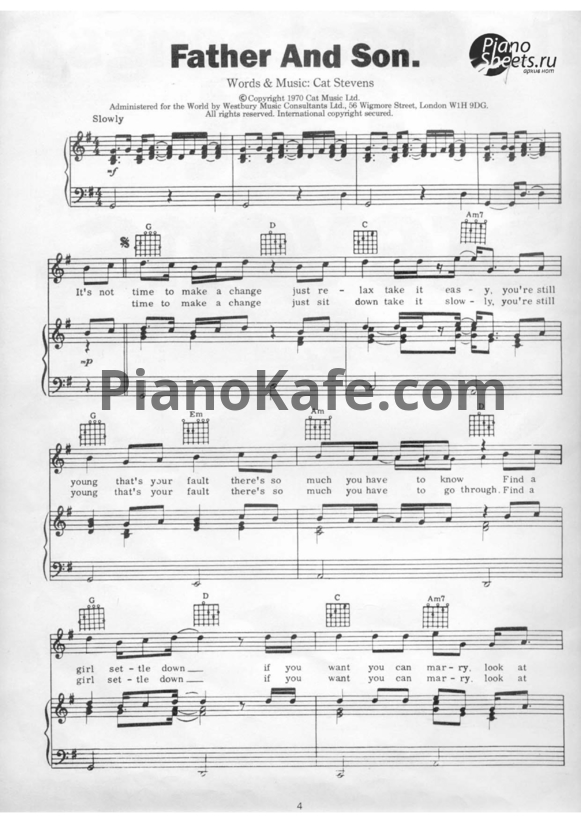 Ноты Cat Stevens - The great song of Cat Stevens (Книга нот)