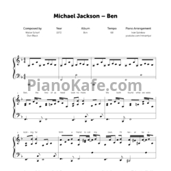 Ноты Michael Jackson - Ben (Piano cover) - предпросмотр