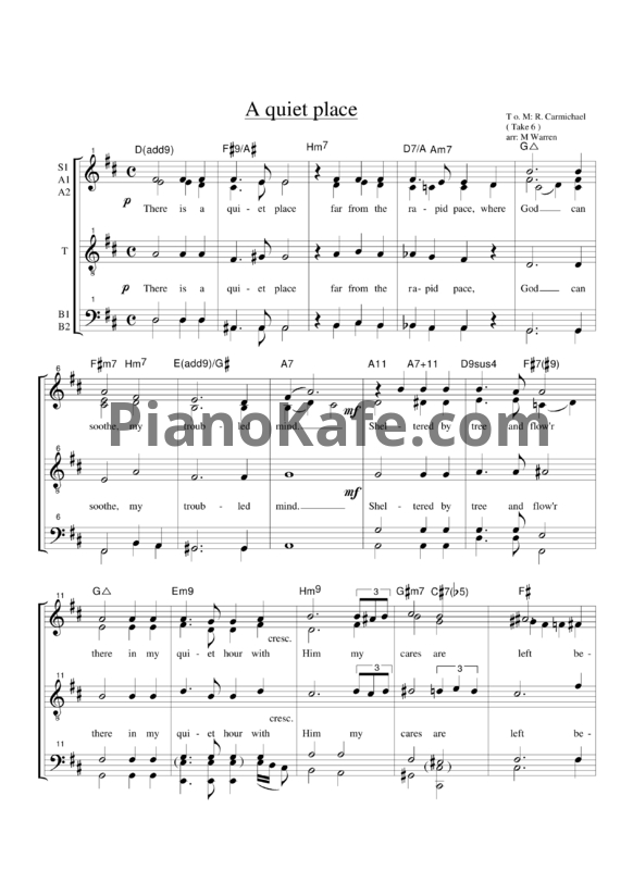 Ноты Take 6 - A quiet place