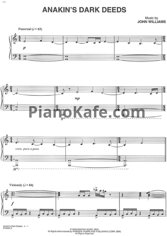 Ноты John Williams - Anakin's dark deeds